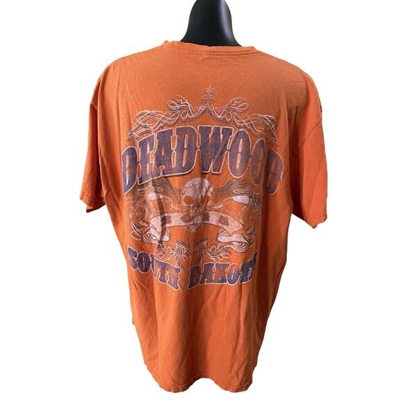 2015 Deadwood South Dakota Motorcycle Rally Tee – Burnt Orange, Size XL - Picture 2 of 11